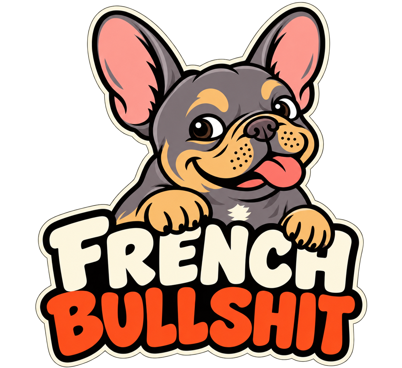 French Bullshit smiling lilac and tan French Bulldog mascot